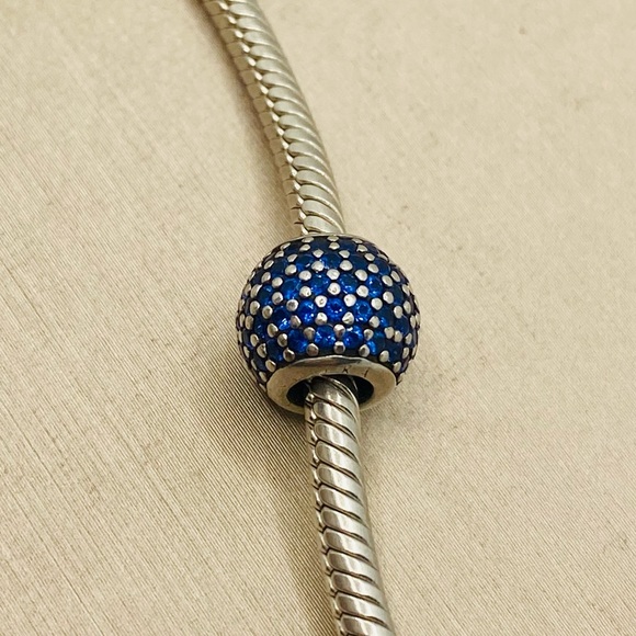 EUC Pandora 791051NCB Sterling Silver Pave Lights Charm w/ Blue Nano Crystal - Picture 8 of 13